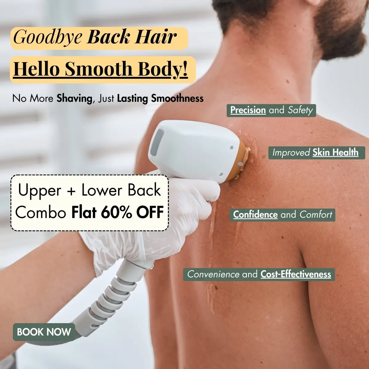BACK LASER HAIR REMOVAL IN DELHI 60% OFF ONLY ON PARADISE WELLNESS CLINICS